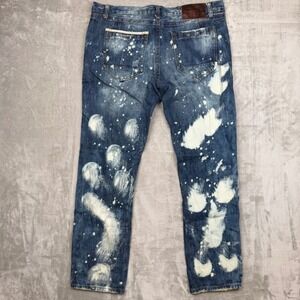 Heritage America 1776 Mens 42x34 Distressed Bleached Splatter Straight Jeans